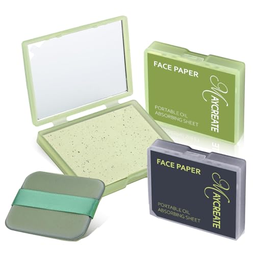MAYCREATE® 200Pcs Oil Blotting Paper for Oily Skin, Natural Linen Face Sheets with Mirror & Puff, Compact Case for Men & Women, Absorbs Excess Oil, Makeup-Friendly, for Travel & Everyday Use MAYCREATE® 200Pcs Oil Blotting Paper for Oily Skin, Natural Linen Face Sheets with Mirror & Puff, Compact Case for Men & Women, Absorbs Excess Oil, Makeup-Friendly, for Travel & Everyday Use